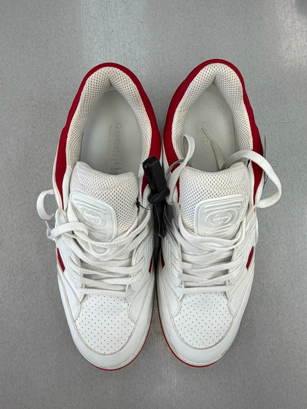 Gucci White & Red Basket Low-Top Sneaker
